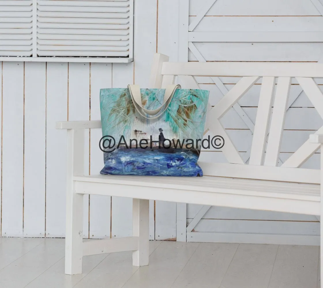Oversized Cotton Tote Bag By the Beach