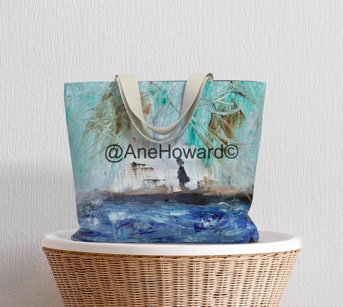 Oversized Cotton Tote Bag By the Beach