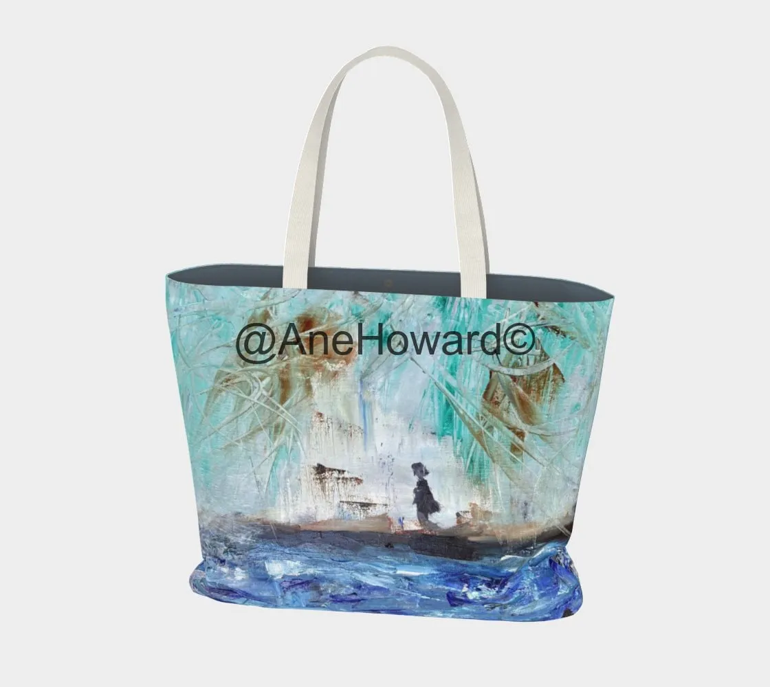 Oversized Cotton Tote Bag By the Beach
