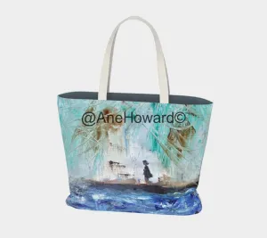 Oversized Cotton Tote Bag By the Beach