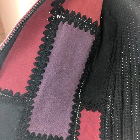 Patchwork leather sweater jacket