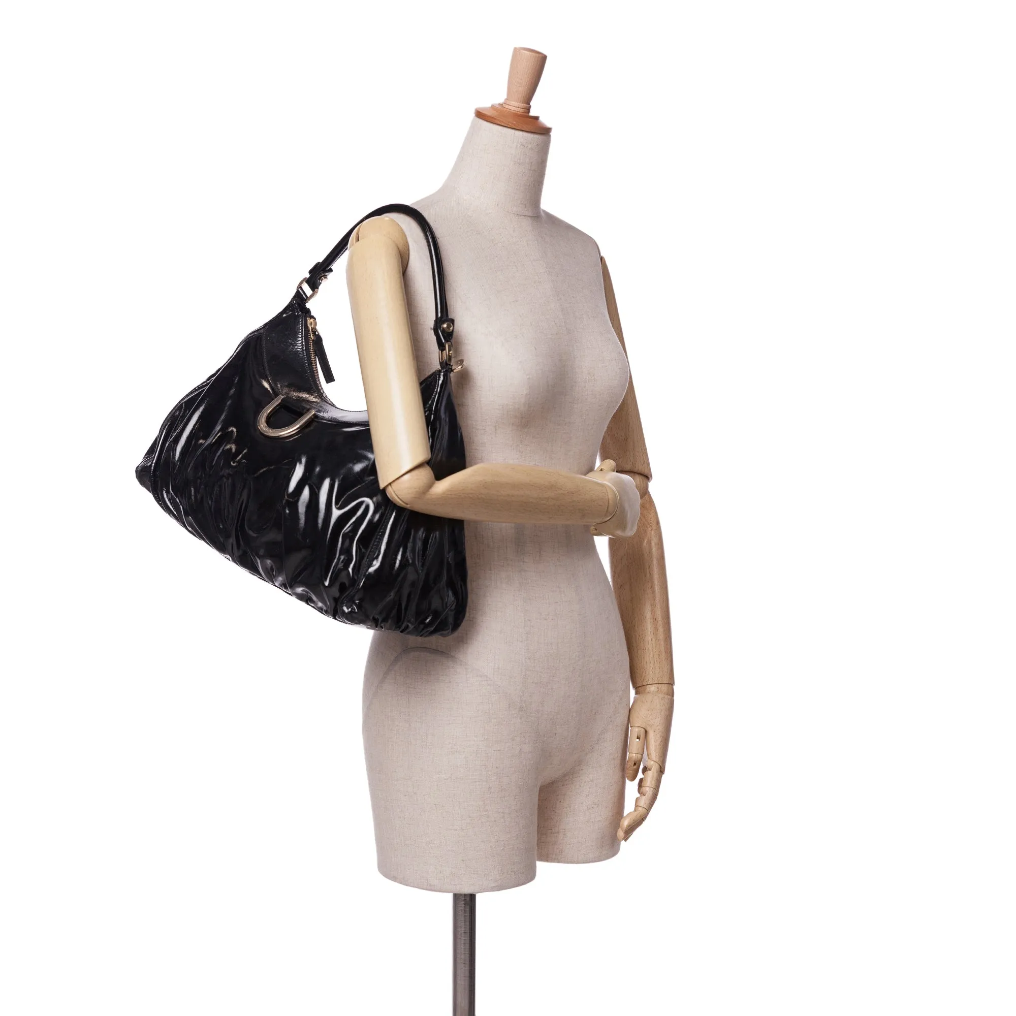 Patent Abbey D Ring Shoulder Bag