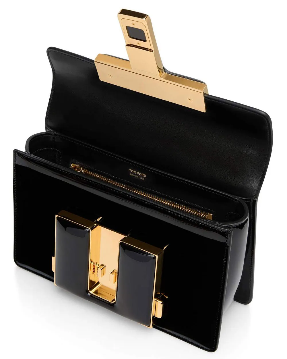 Patent Leather Maxi 001 Medium Chain Shoulder Bag in Black