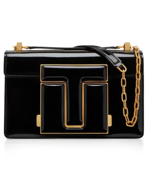 Patent Leather Maxi 001 Medium Chain Shoulder Bag in Black