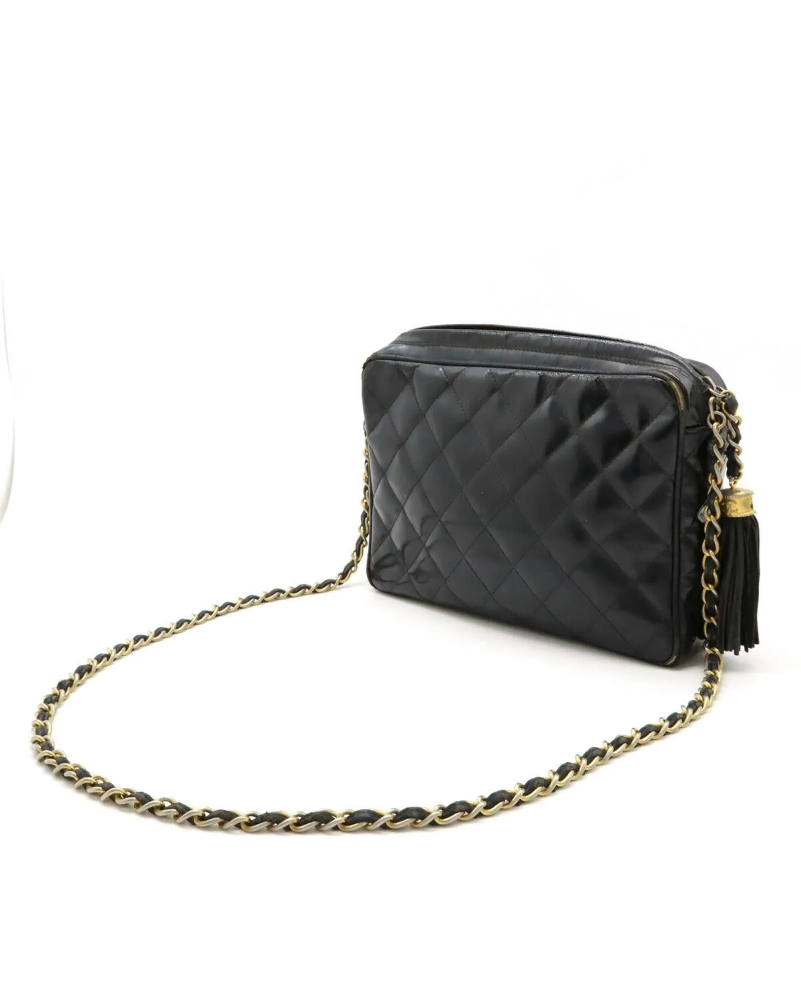 Patent Leather Quilted Crossbody Bag
