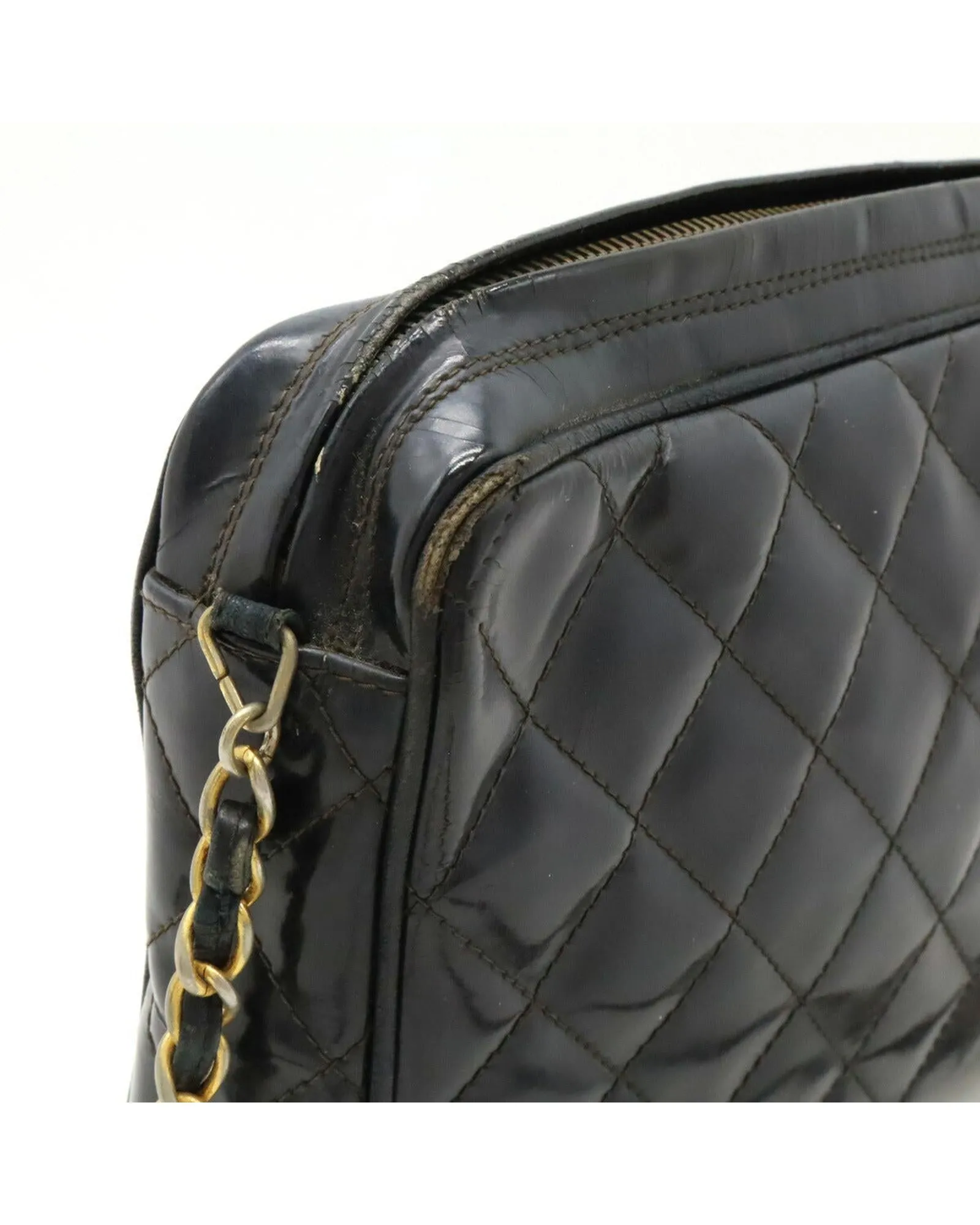 Patent Leather Quilted Crossbody Bag