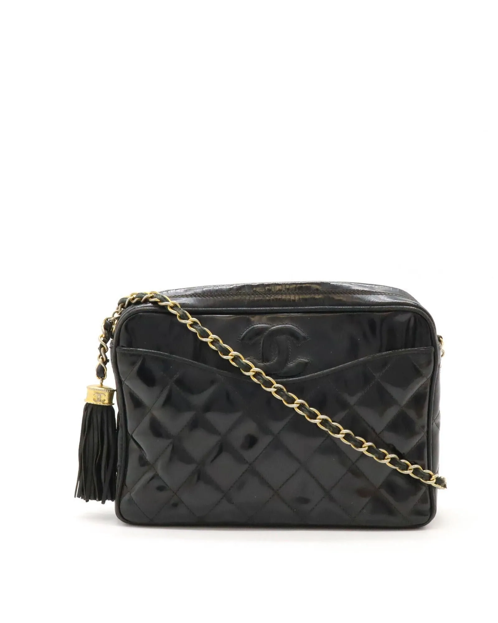 Patent Leather Quilted Crossbody Bag