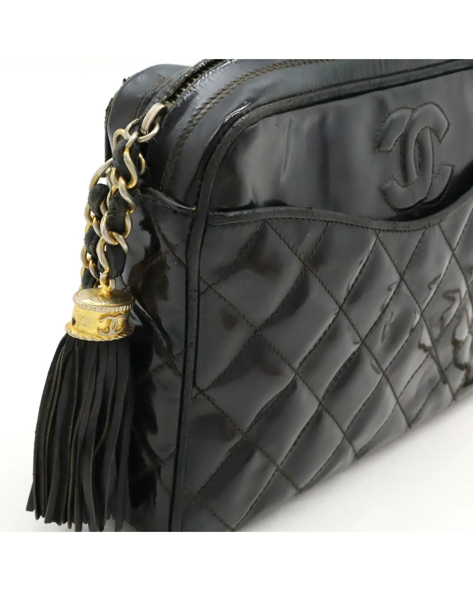 Patent Leather Quilted Crossbody Bag