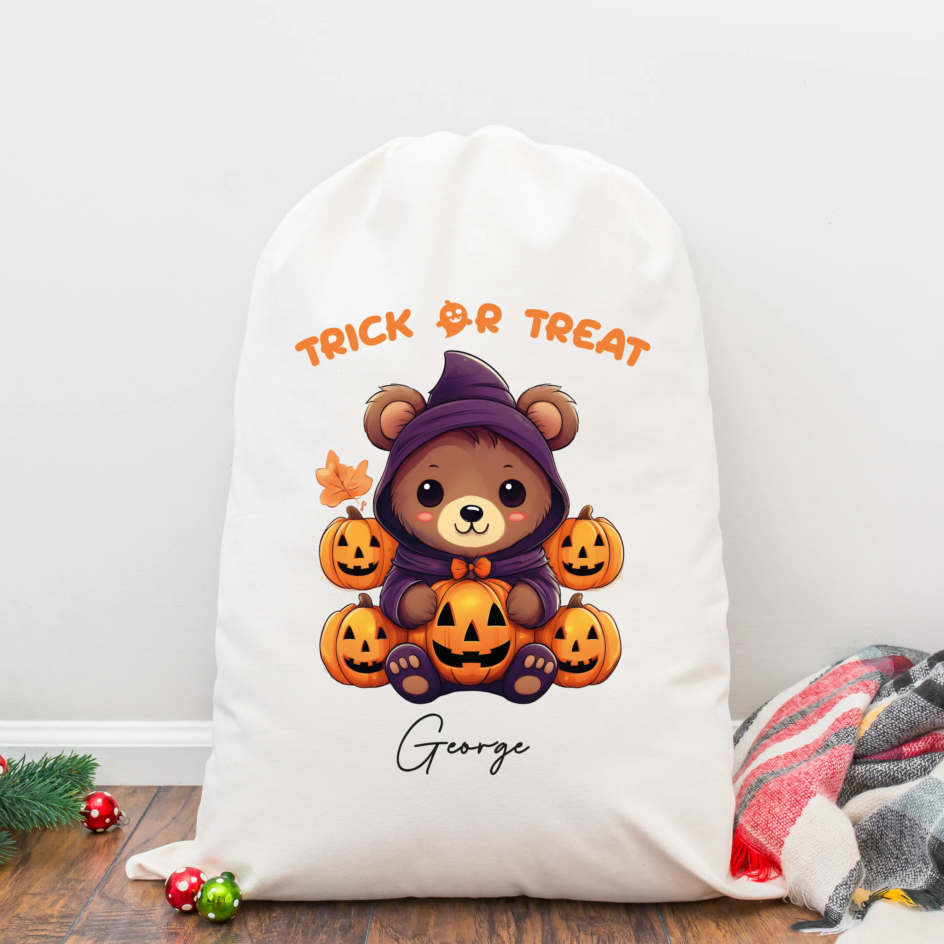 Personalised Halloween Trick or Treat Bag | Spooky Bear Design