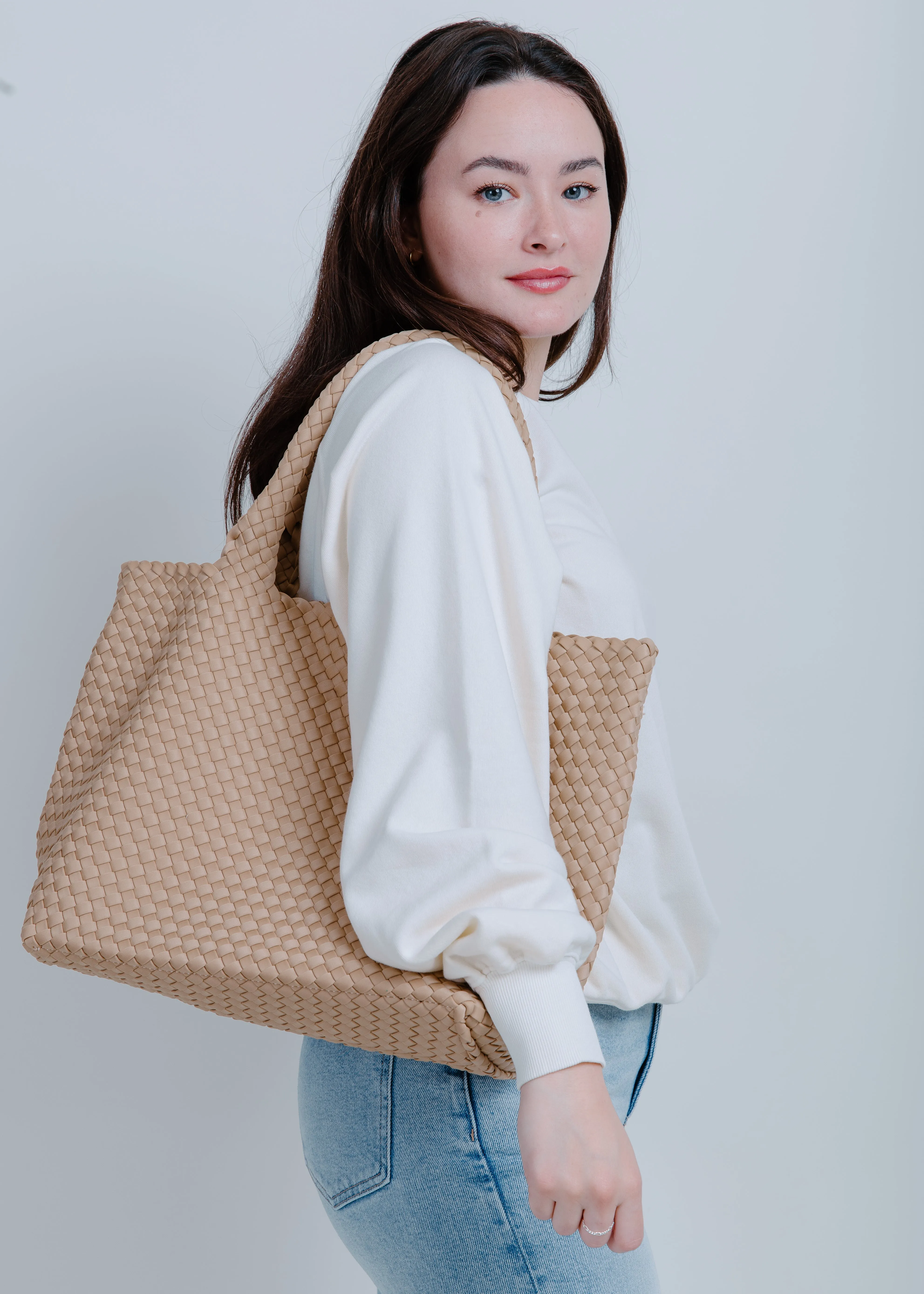 Phoebe Woven Tote - Nude