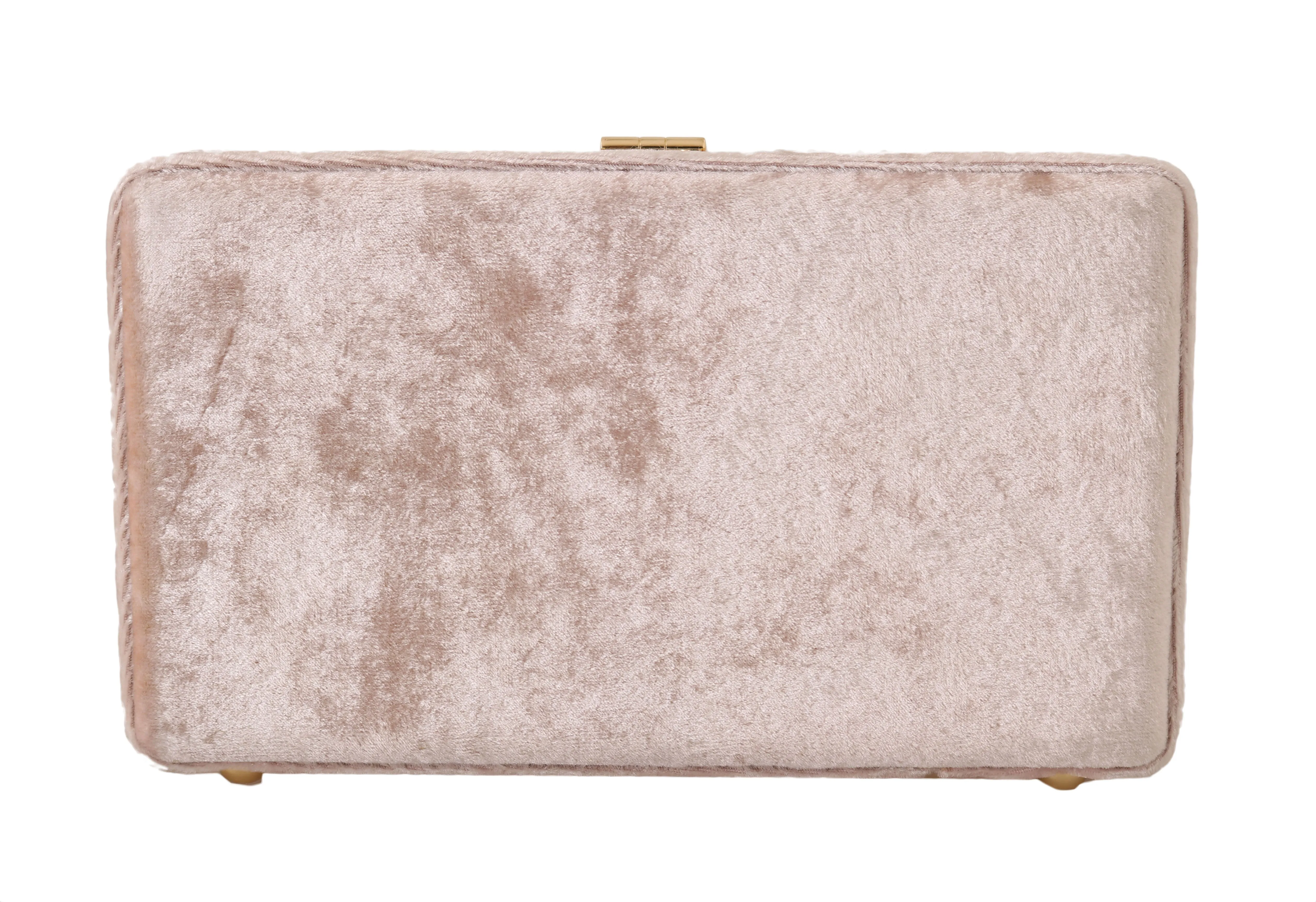 Pink Velvet Gold Baroque Crystal Clutch Purse