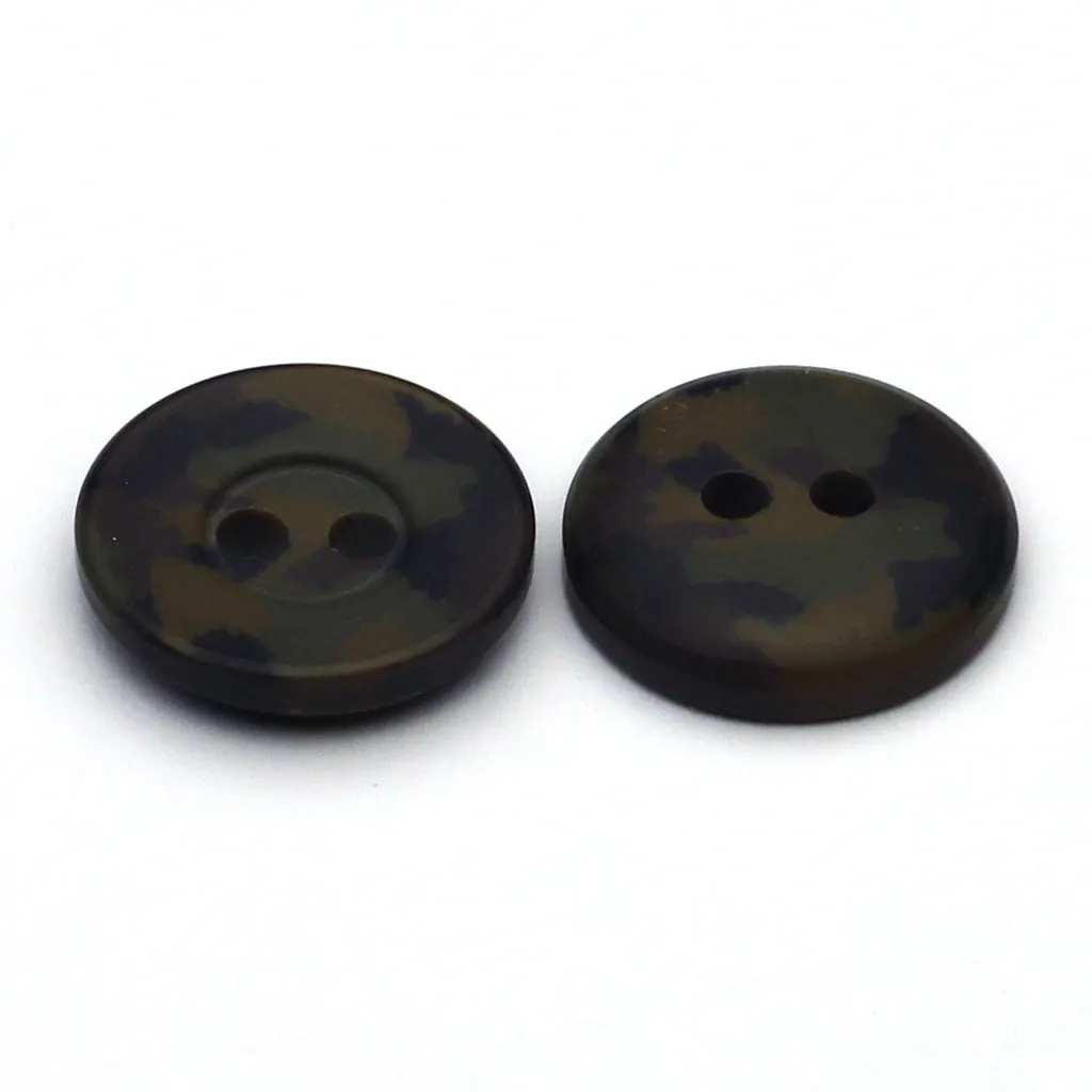 Plastic Button Woodland Camouflage
