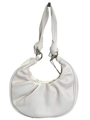 Pleated Moon Shape Shoulder Bag - White