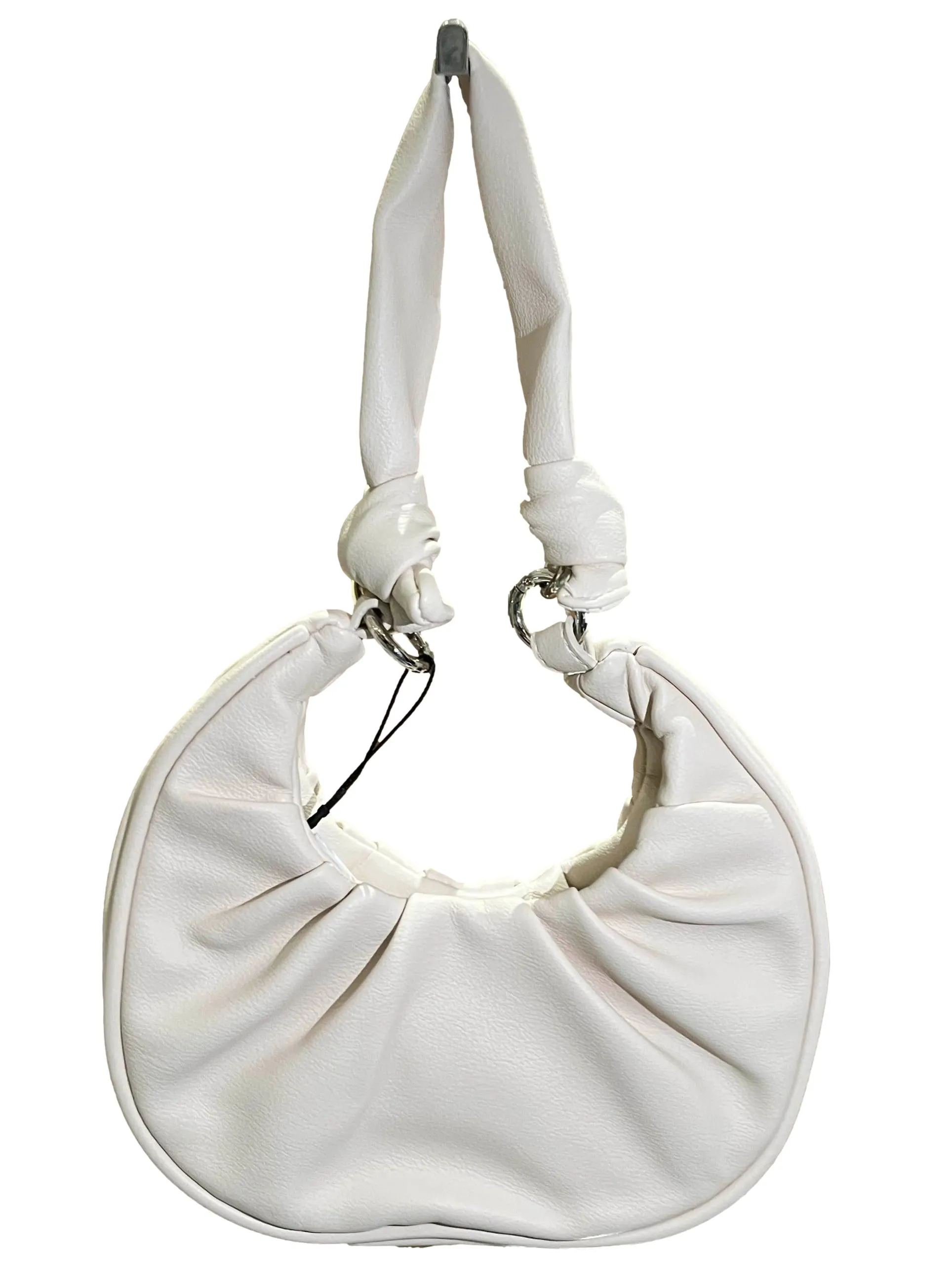 Pleated Moon Shape Shoulder Bag - White