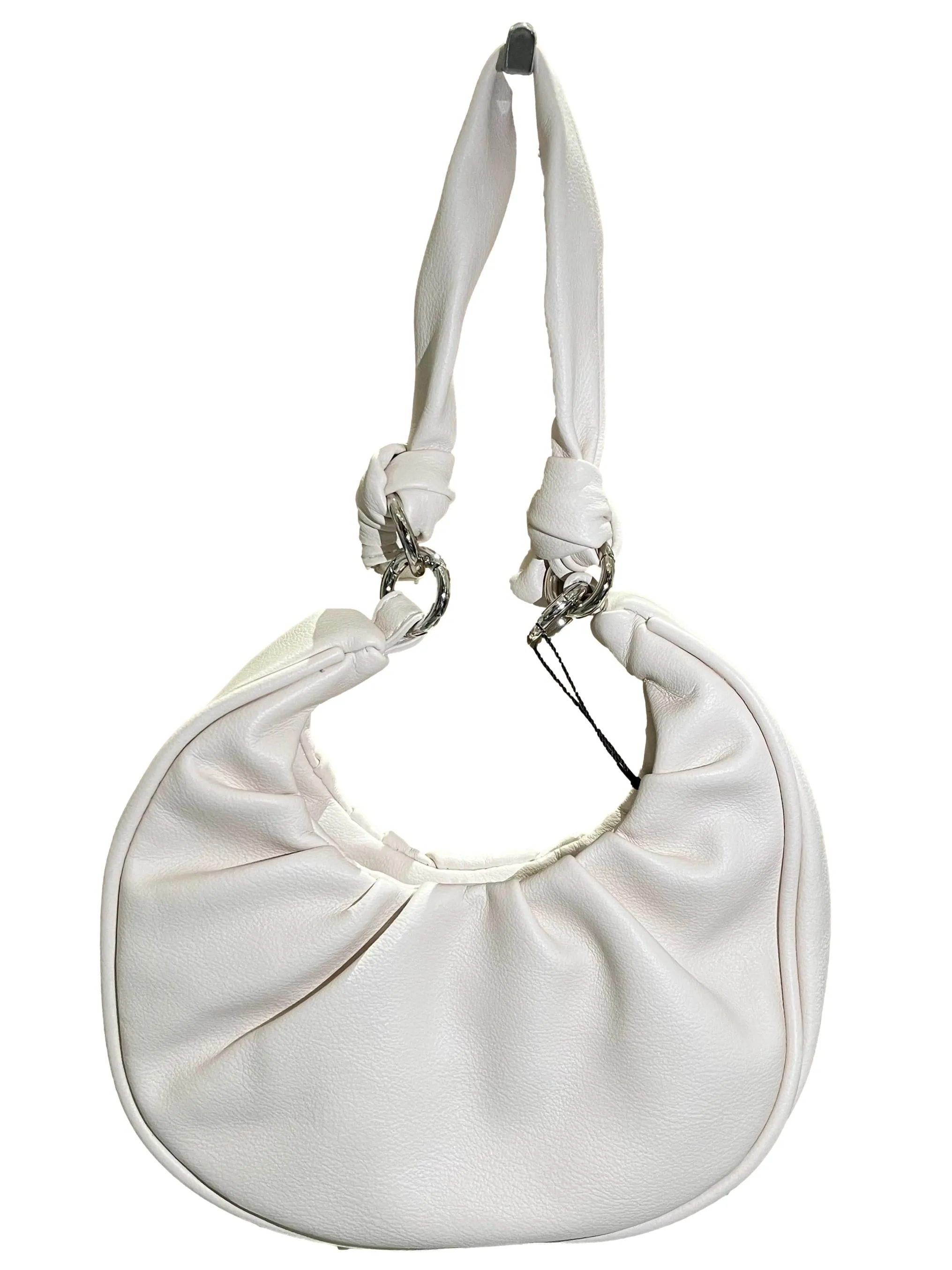 Pleated Moon Shape Shoulder Bag - White