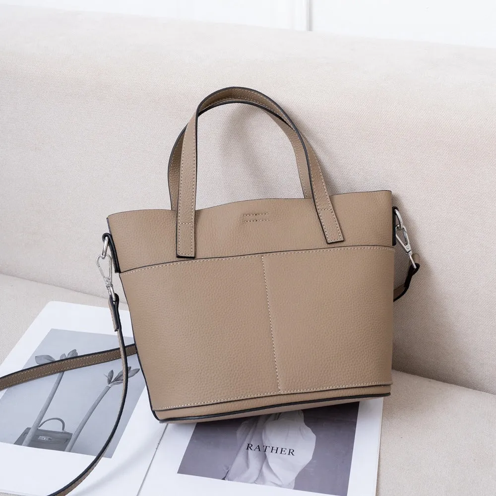 Portable fashion leather women's bags New versatile messenger bags TOGO first-layer cowhide large-capacity tote bag 99012