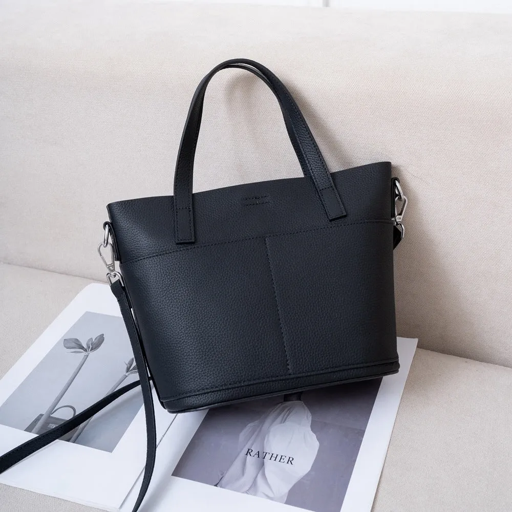 Portable fashion leather women's bags New versatile messenger bags TOGO first-layer cowhide large-capacity tote bag 99012