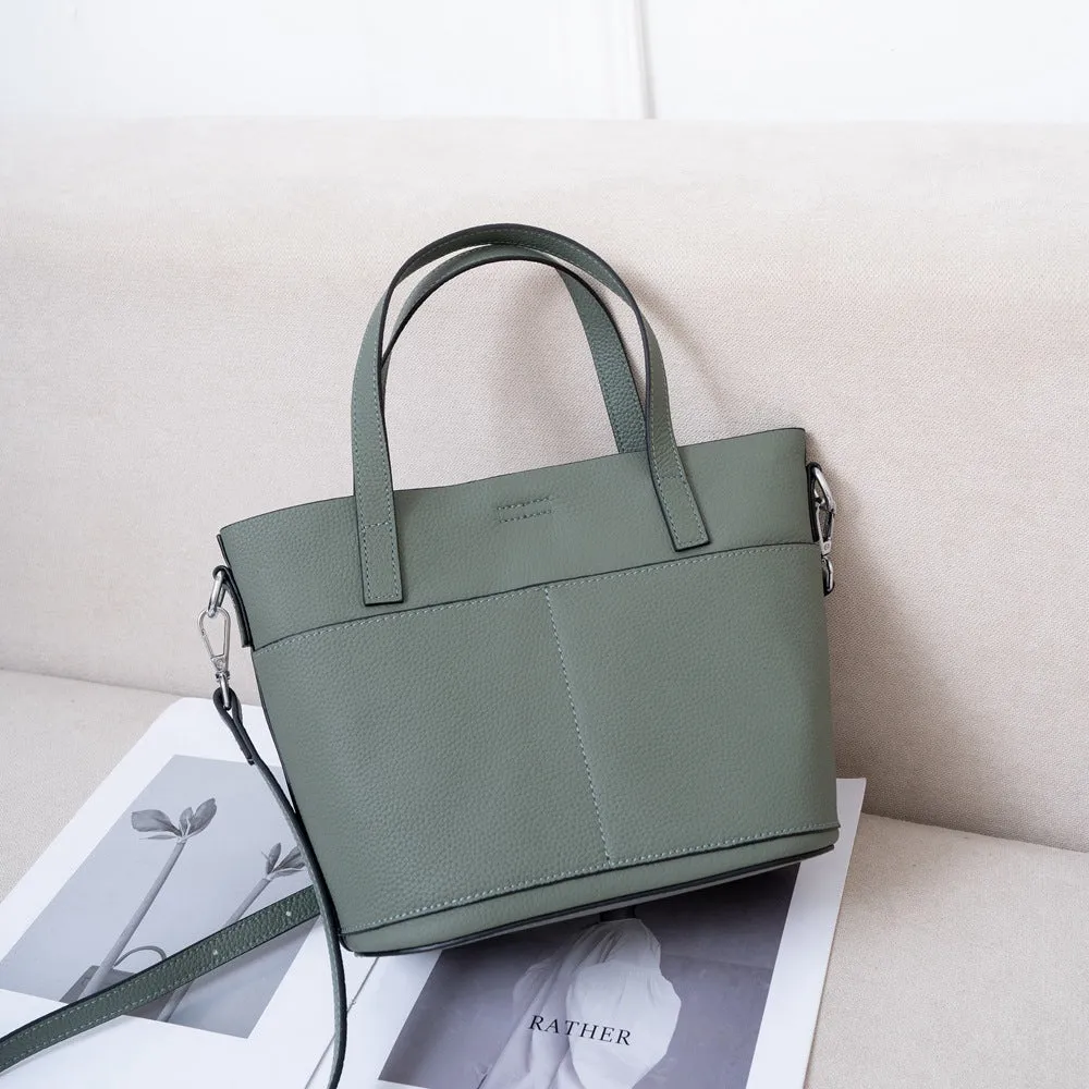 Portable fashion leather women's bags New versatile messenger bags TOGO first-layer cowhide large-capacity tote bag 99012