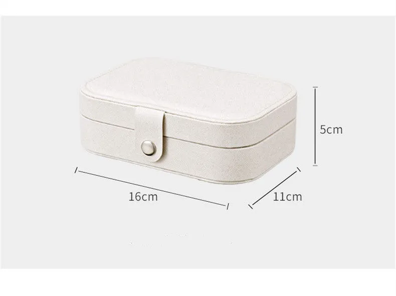 Portable Leather Jewelry Box – Travel Organizer with Zipper for Rings, Earrings & Necklaces