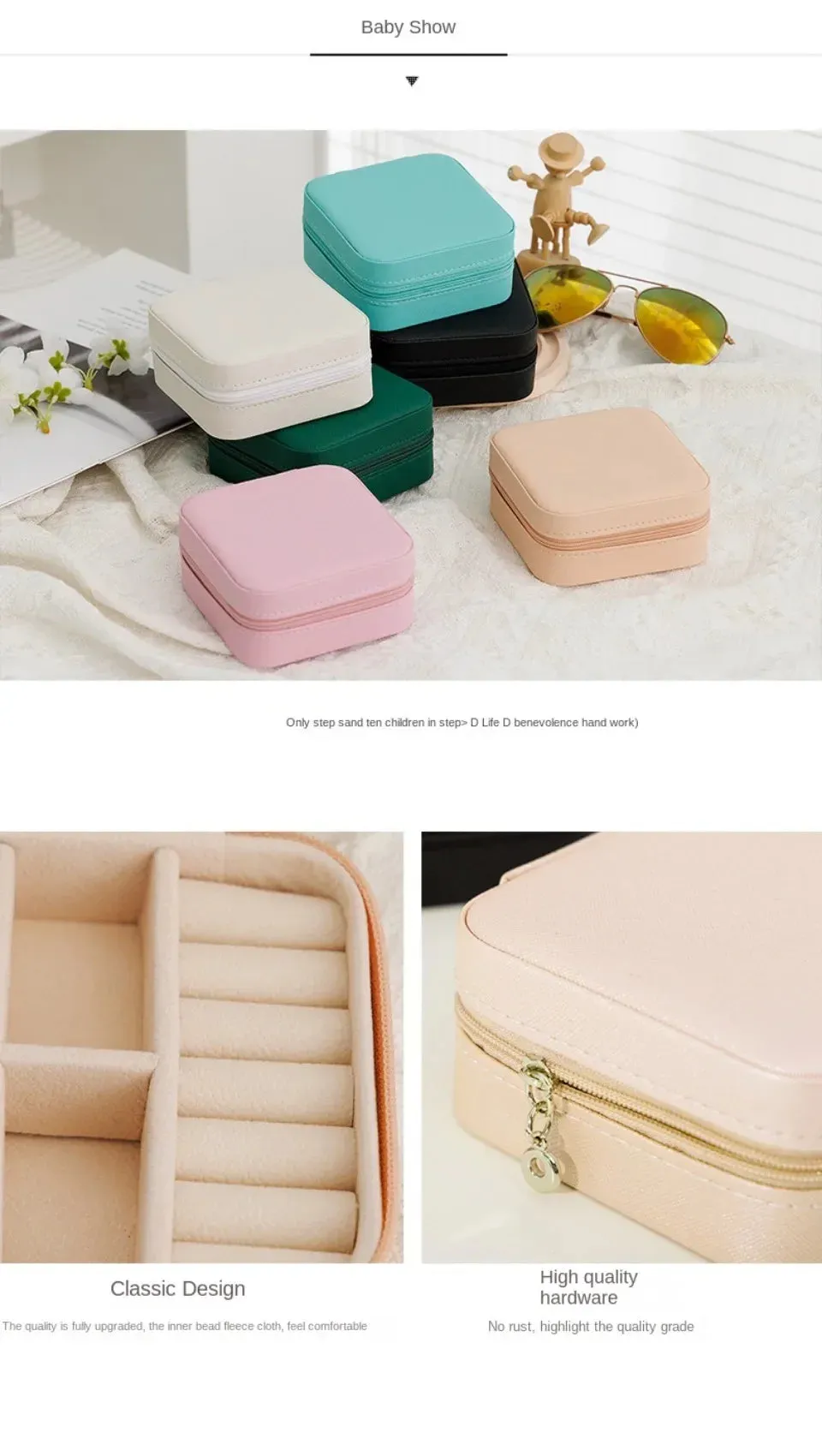 Portable PU Leather Jewelry Box – Travel Organizer for Rings, Earrings & Necklaces