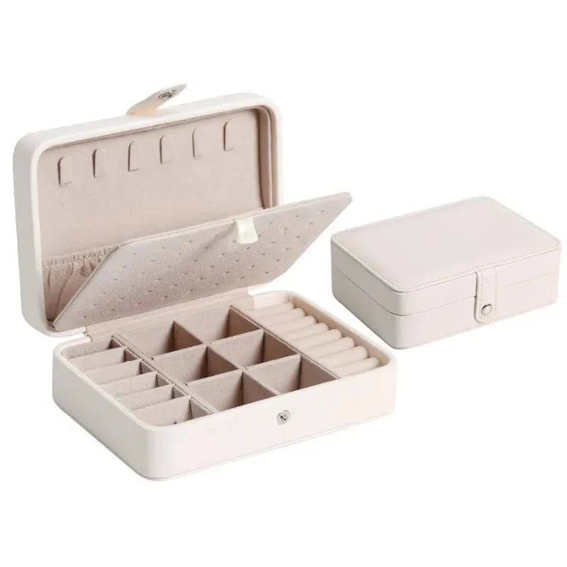 Portable PU Leather Jewelry Storage Box – Travel Organizer for Rings, Necklaces & Earrings