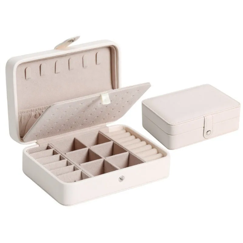 Portable PU Leather Jewelry Storage Box – Travel Organizer for Rings, Necklaces & Earrings