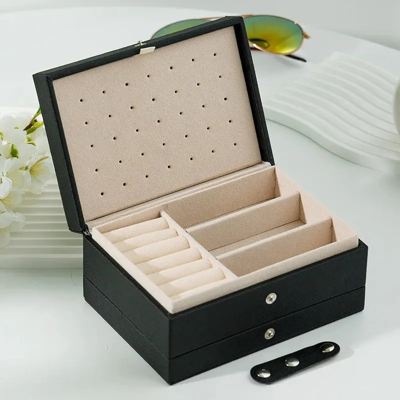 Portable PU Leather Jewelry Storage Box – Travel Organizer for Rings, Necklaces & Earrings