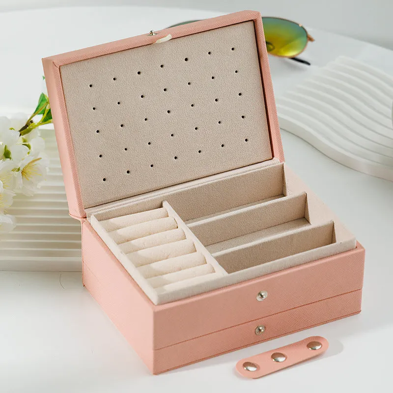 Portable PU Leather Jewelry Storage Box – Travel Organizer for Rings, Necklaces & Earrings
