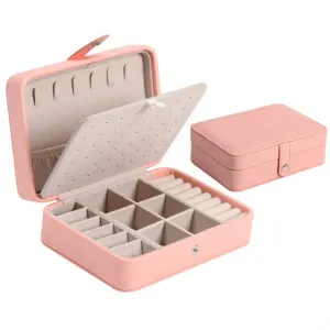 Portable PU Leather Jewelry Storage Box – Travel Organizer for Rings, Necklaces & Earrings
