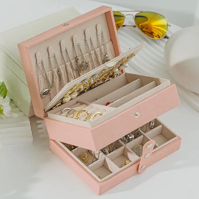 Portable PU Leather Jewelry Storage Box – Travel Organizer for Rings, Necklaces & Earrings