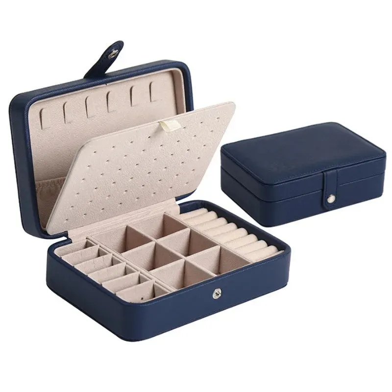 Portable PU Leather Jewelry Storage Box – Travel Organizer for Rings, Necklaces & Earrings