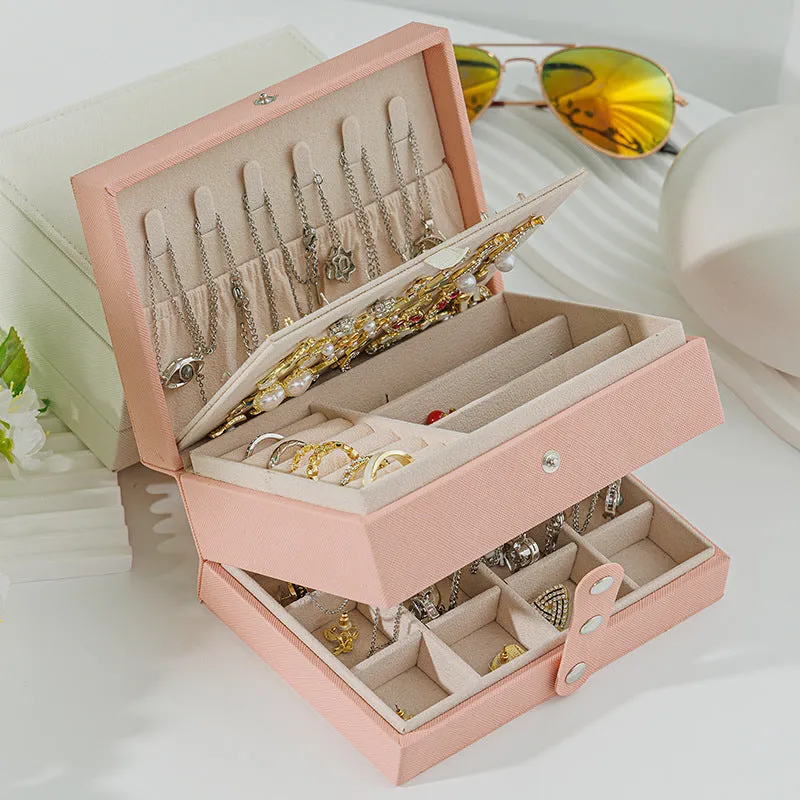 Portable PU Leather Jewelry Storage Box – Travel Organizer for Rings, Necklaces & Earrings