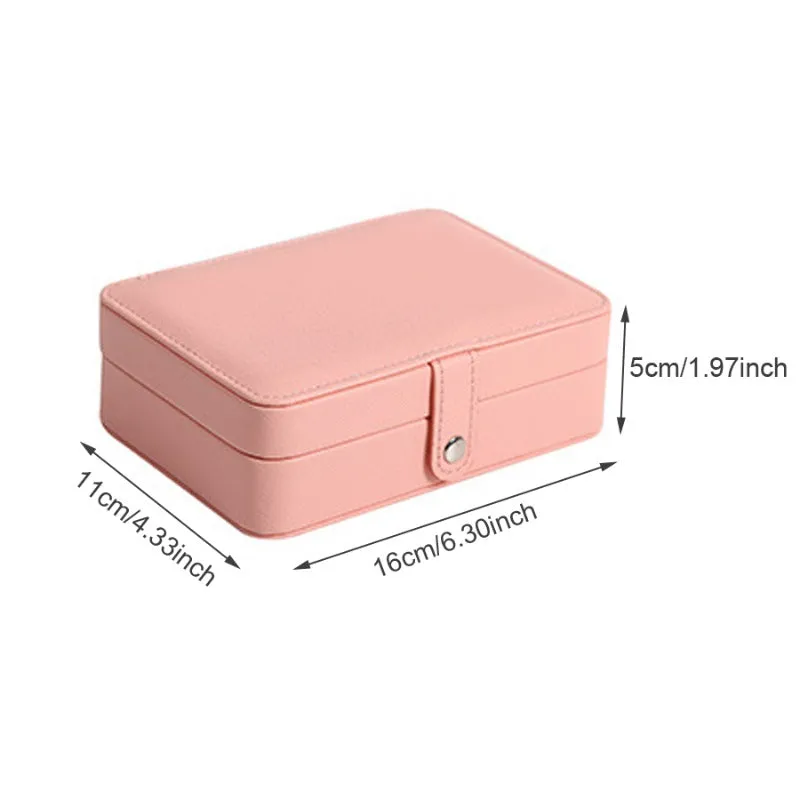 Portable PU Leather Jewelry Storage Box – Travel Organizer for Rings, Necklaces & Earrings