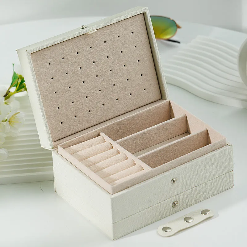 Portable PU Leather Jewelry Storage Box – Travel Organizer for Rings, Necklaces & Earrings