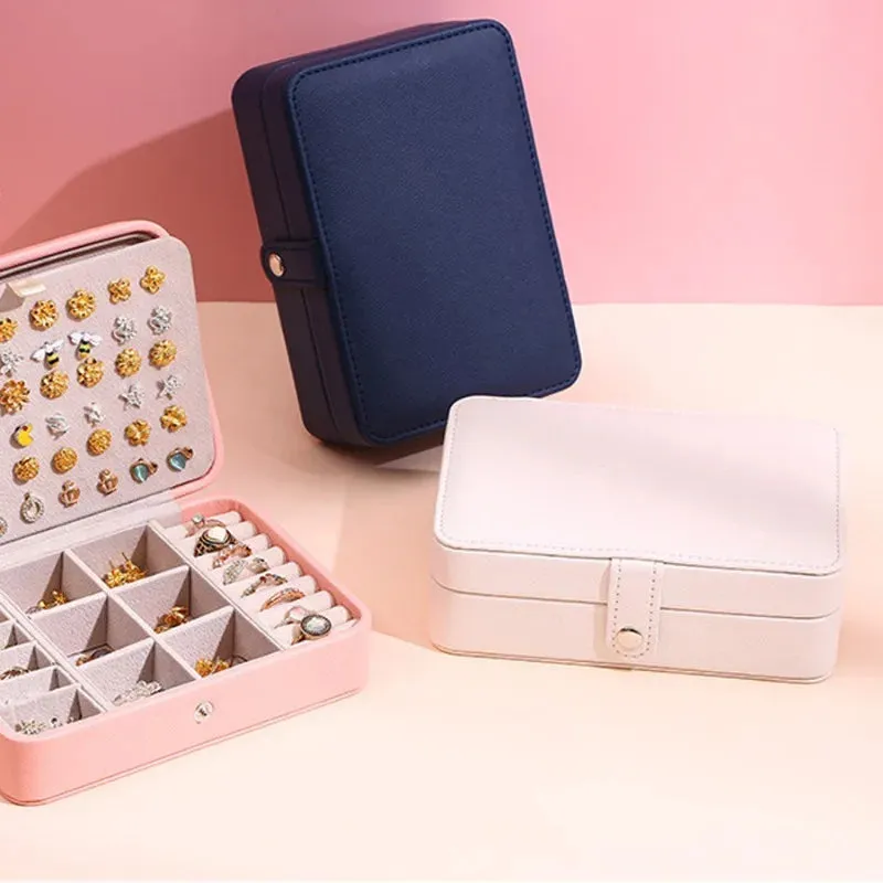 Portable PU Leather Jewelry Storage Box – Travel Organizer for Rings, Necklaces & Earrings