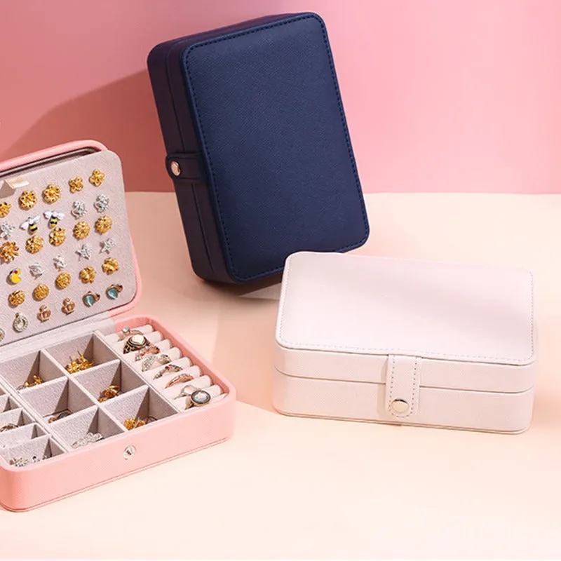 Portable PU Leather Jewelry Storage Box – Travel Organizer for Rings, Necklaces & Earrings