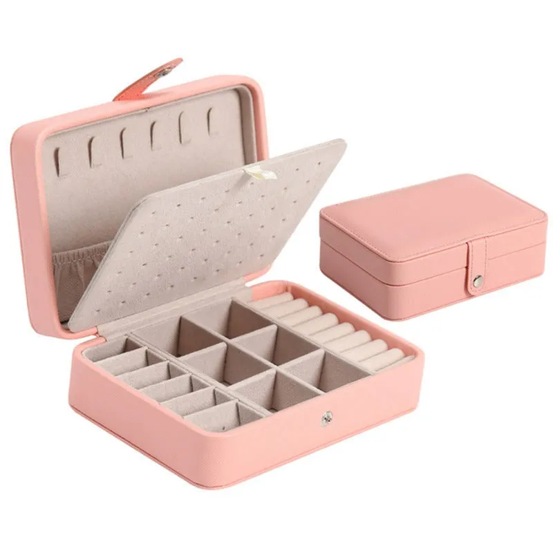 Portable PU Leather Jewelry Storage Box – Travel Organizer for Rings, Necklaces & Earrings