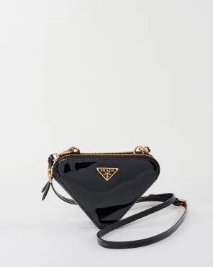 Prada Black Patent Leather Triangle Crossbody Bag