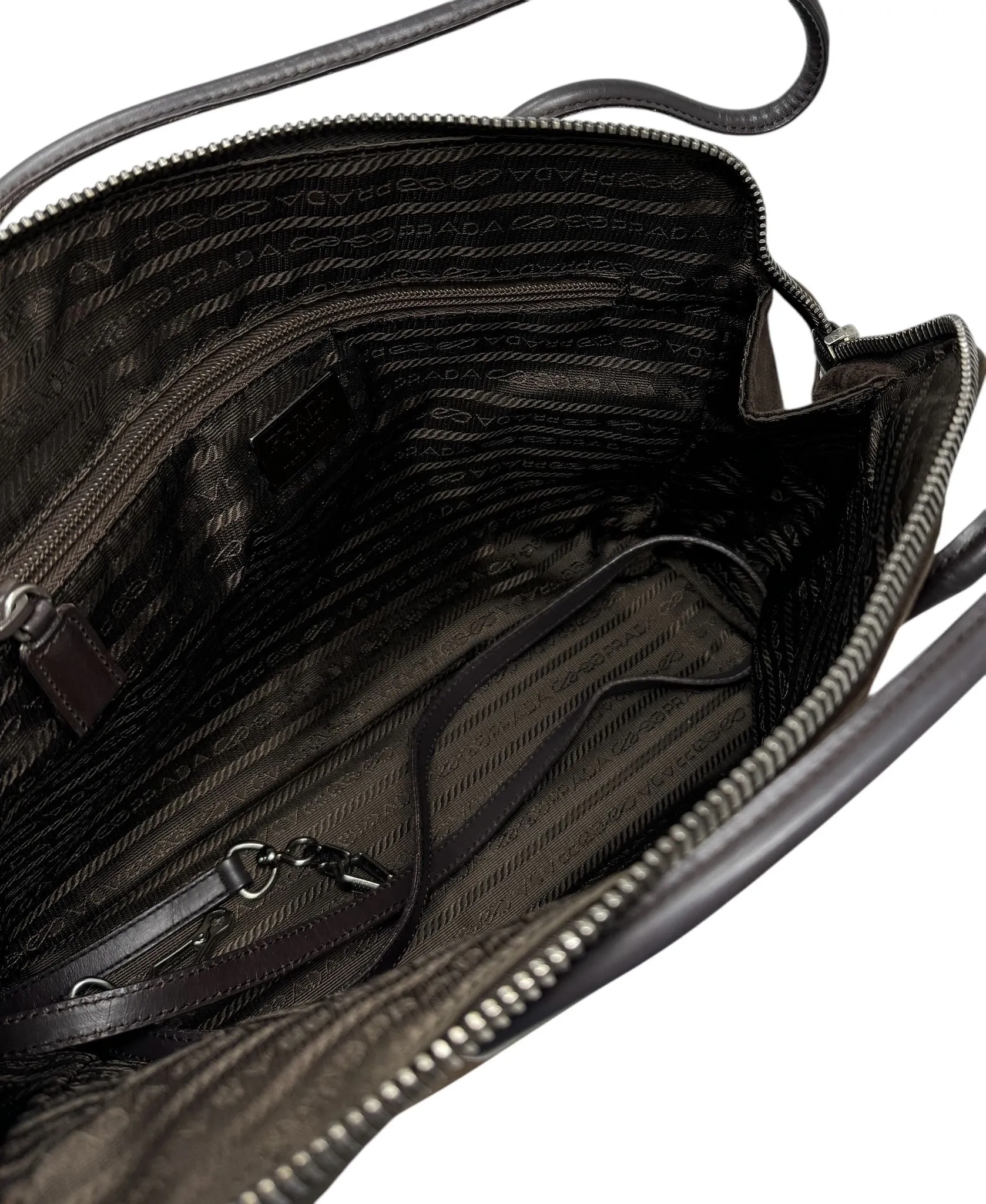 Prada Brown Velvet Large 2way Shoulder Bag