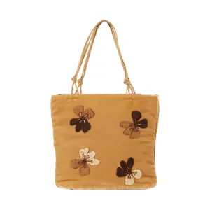 Prada Brown Velvet Top Handle  Bag