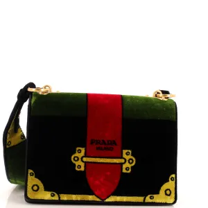 PRADA Cahier Crossbody Bag Printed Velvet Small