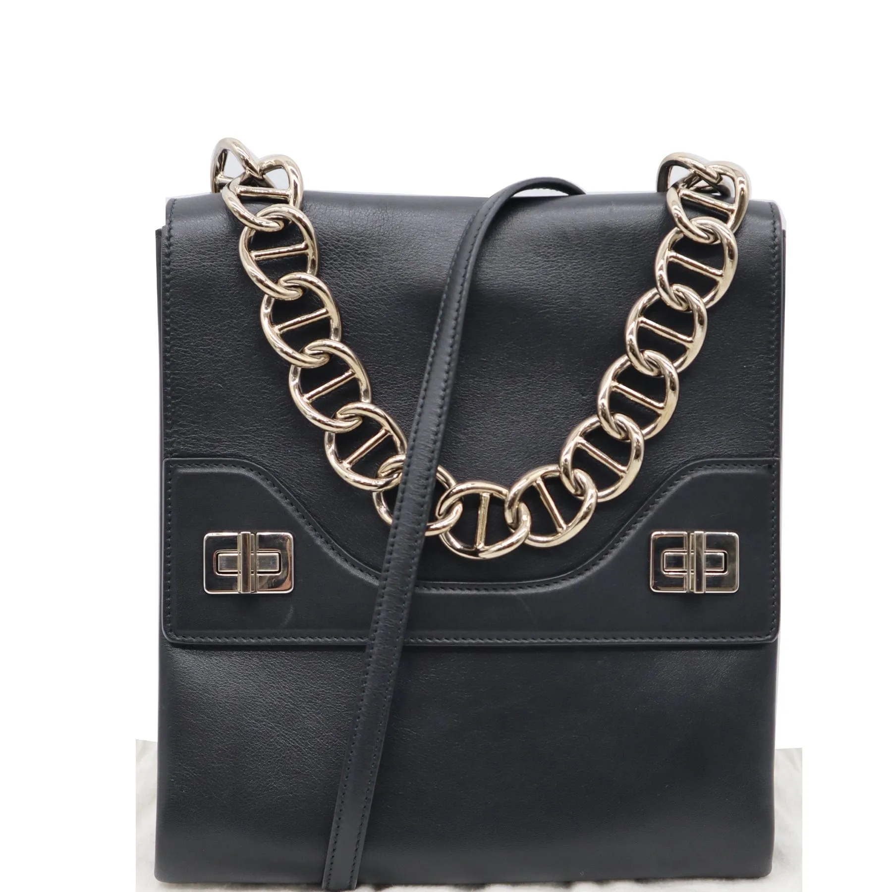 Prada Flap Turn Lock Shoulder Bag Black - Hot Deals