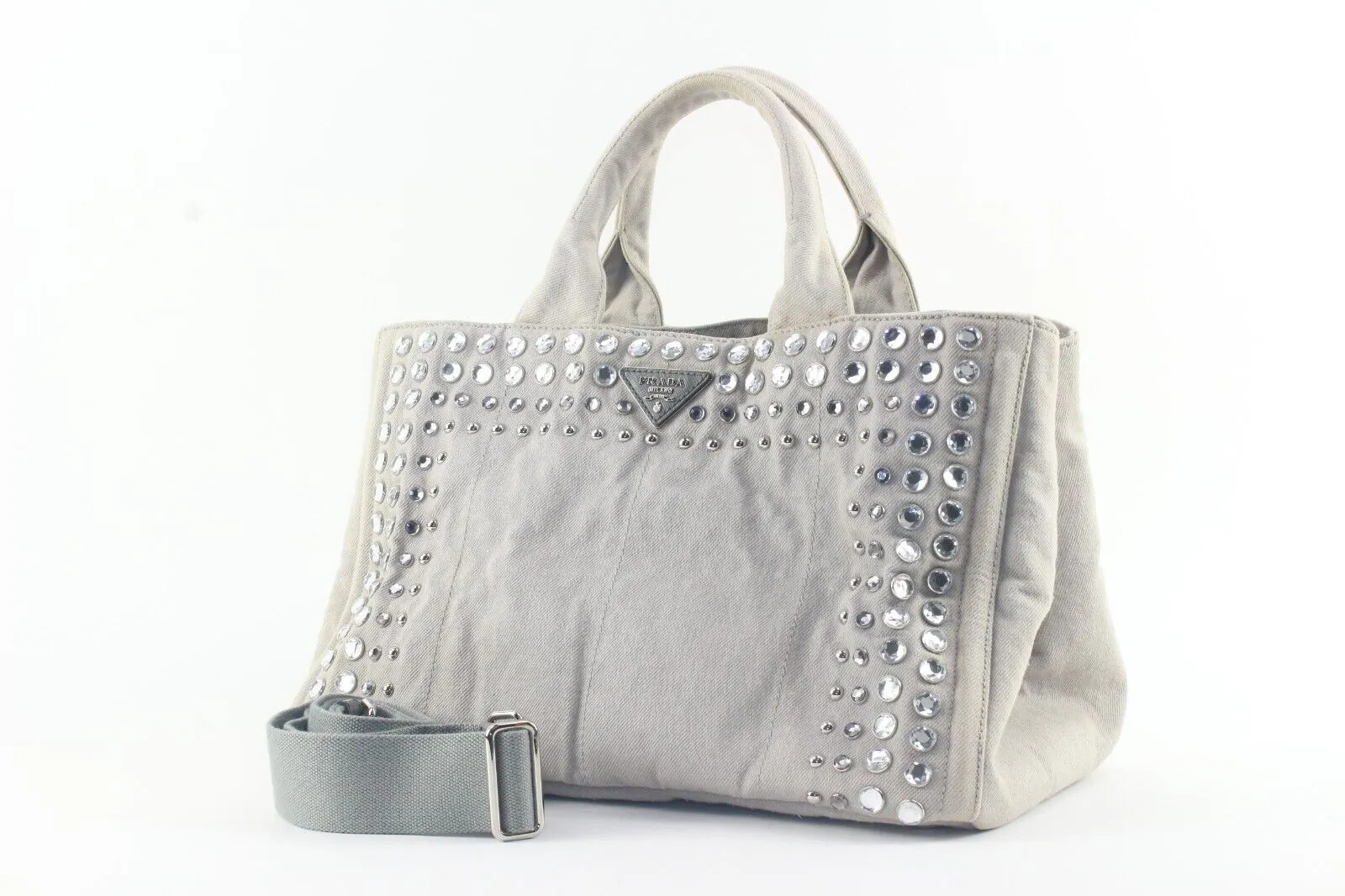 Prada Grey Jeweled Crystal 2way Tote 2PR1129K