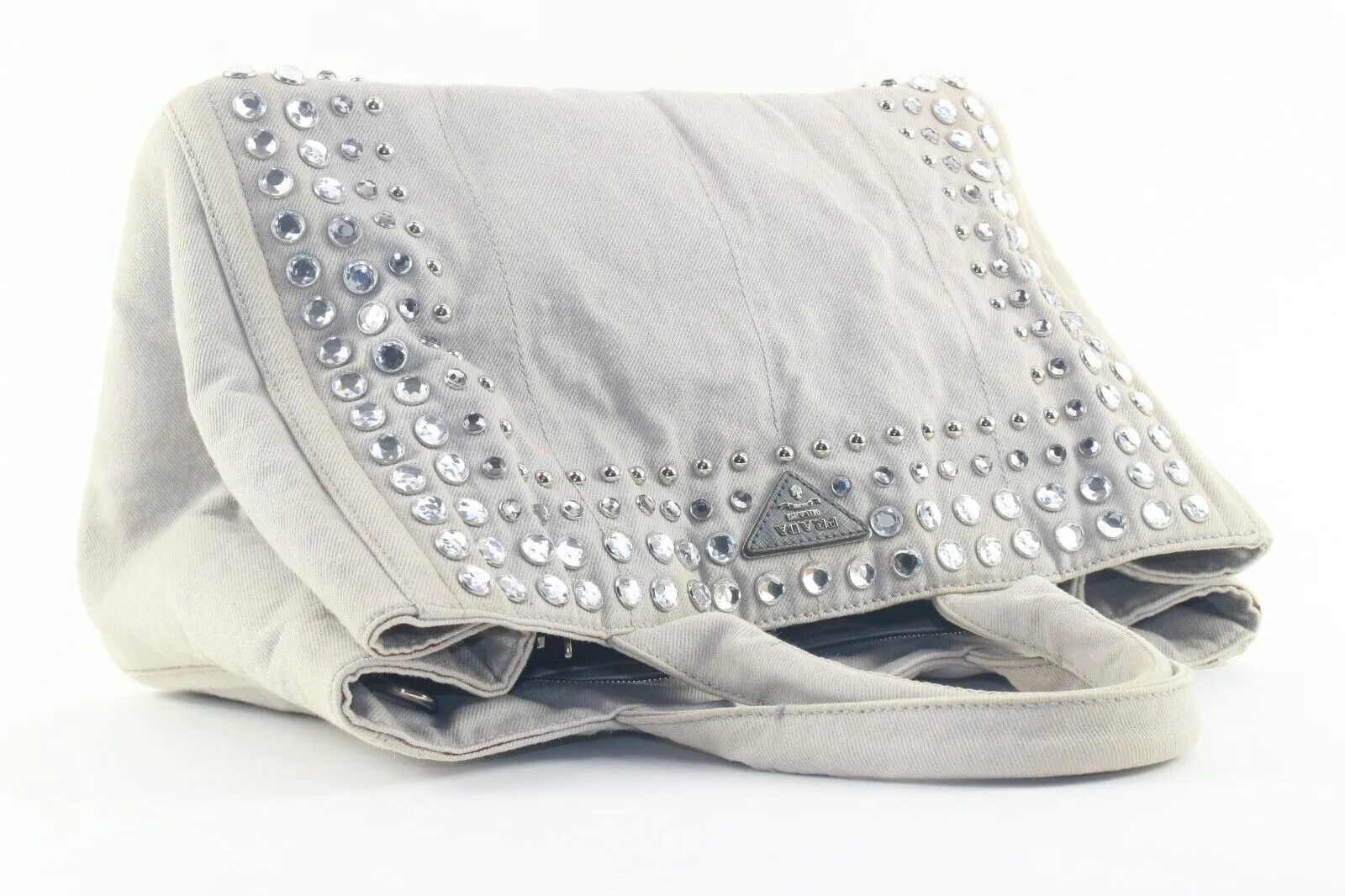 Prada Grey Jeweled Crystal 2way Tote 2PR1129K