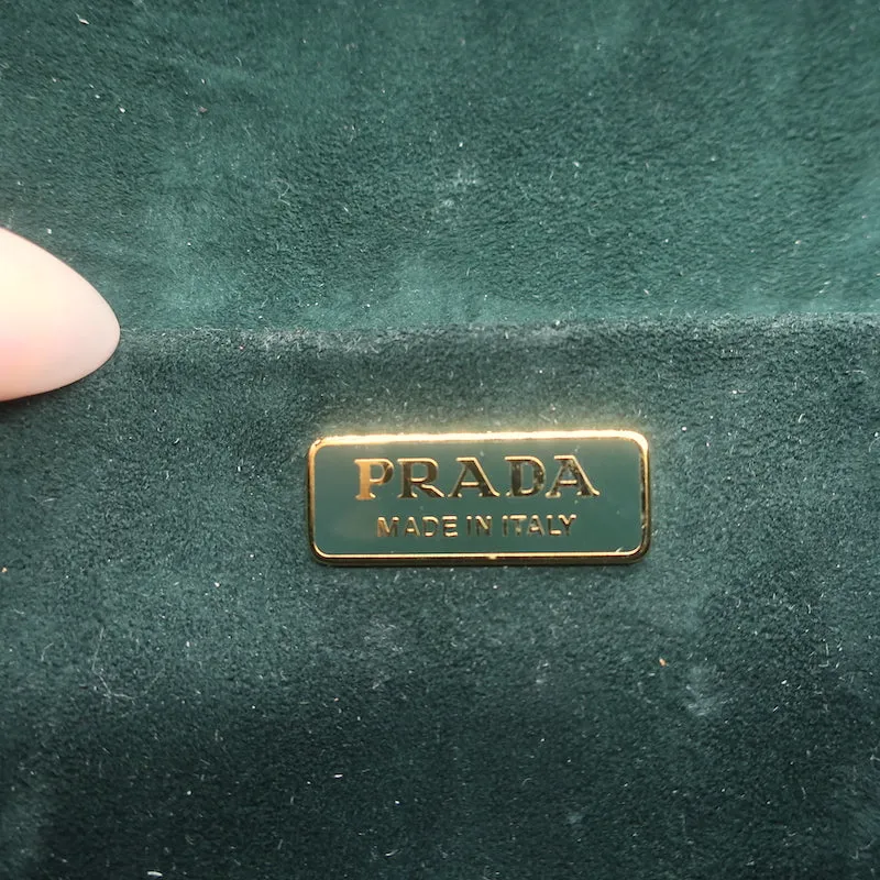 Prada Pattina Velvet Chain Strap Crossbody Bag Green Small Clutch