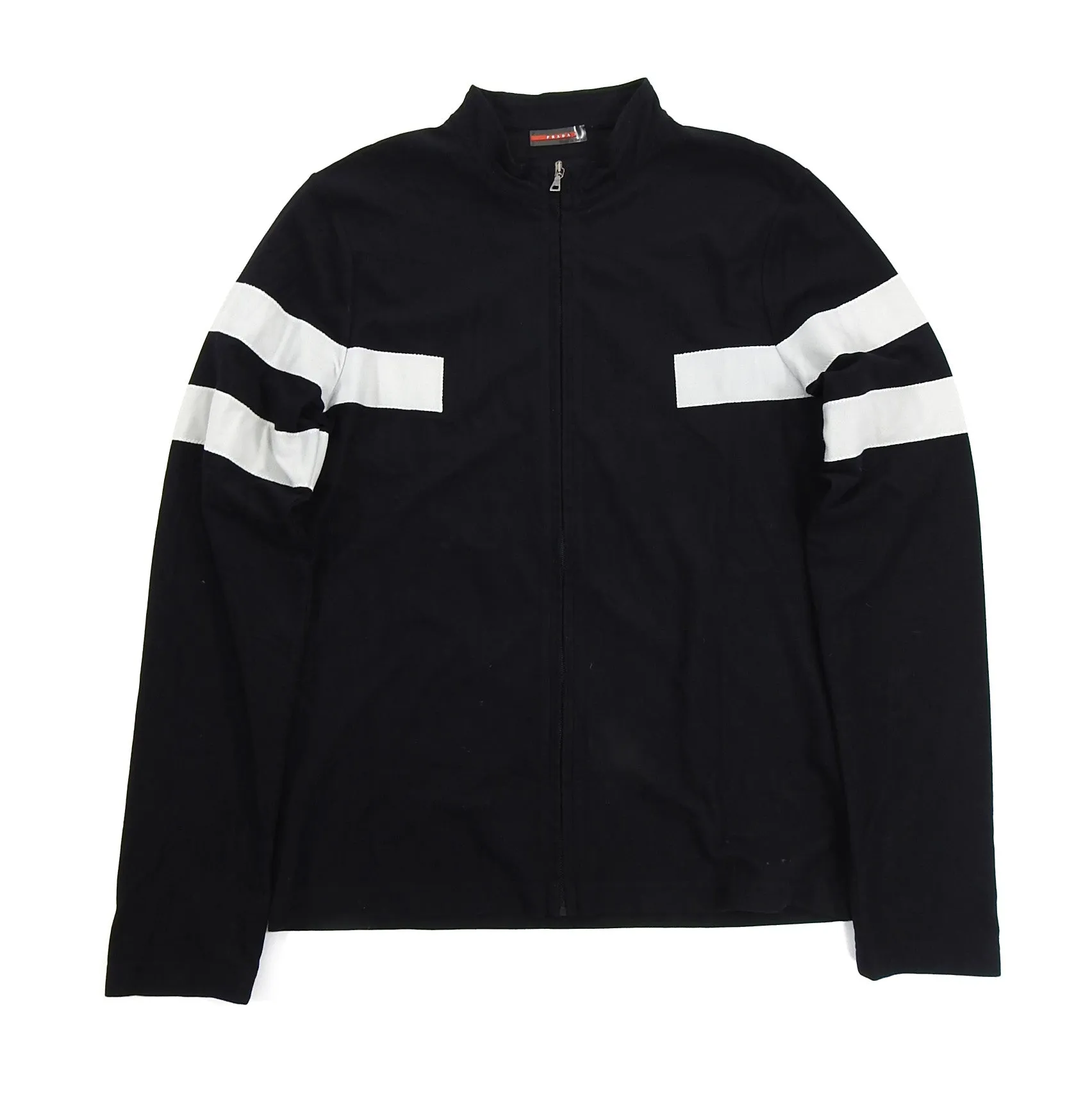 Prada Sport Black and Grey Banded Zip Up Long Sleeve Top - L