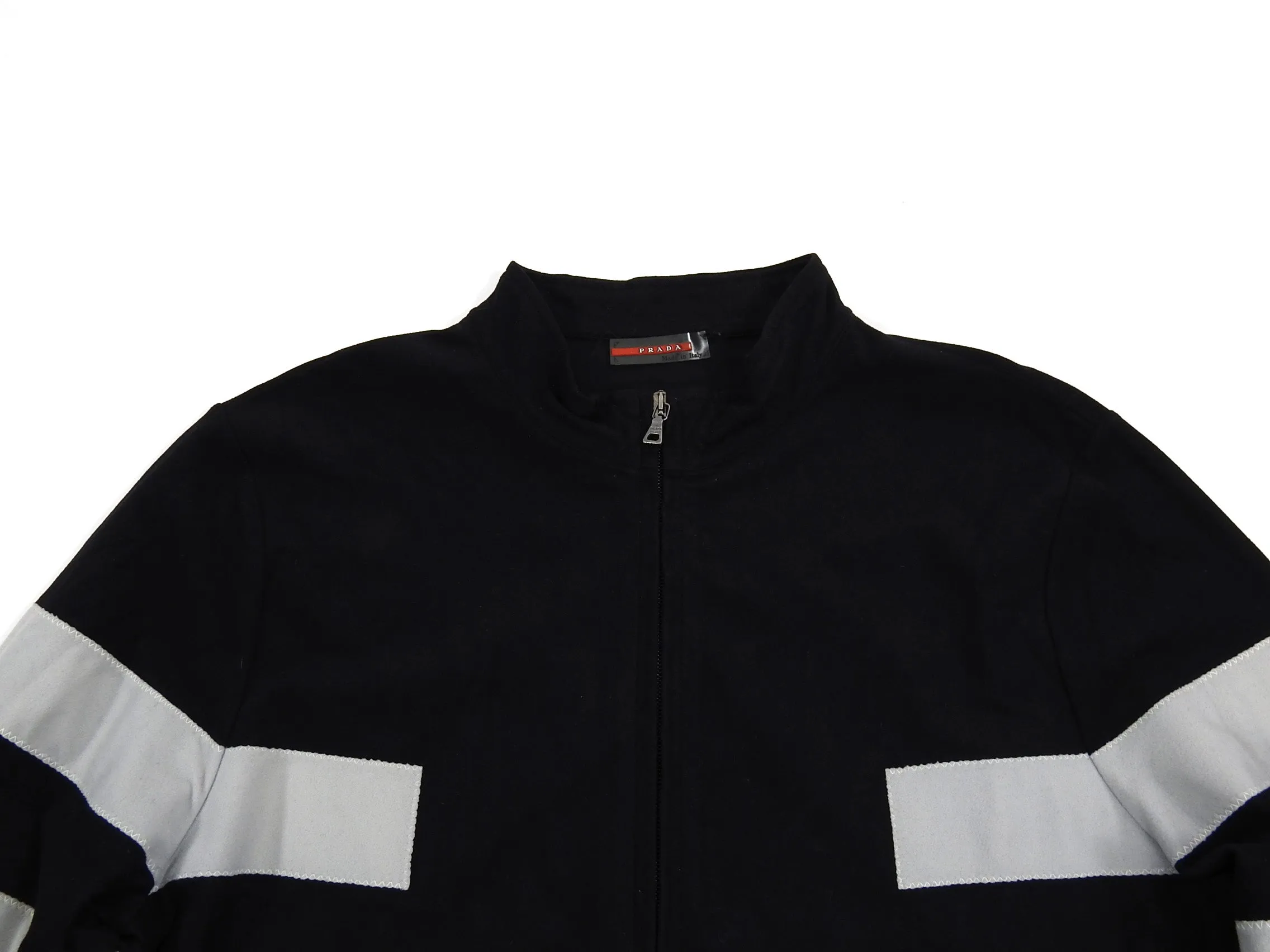 Prada Sport Black and Grey Banded Zip Up Long Sleeve Top - L