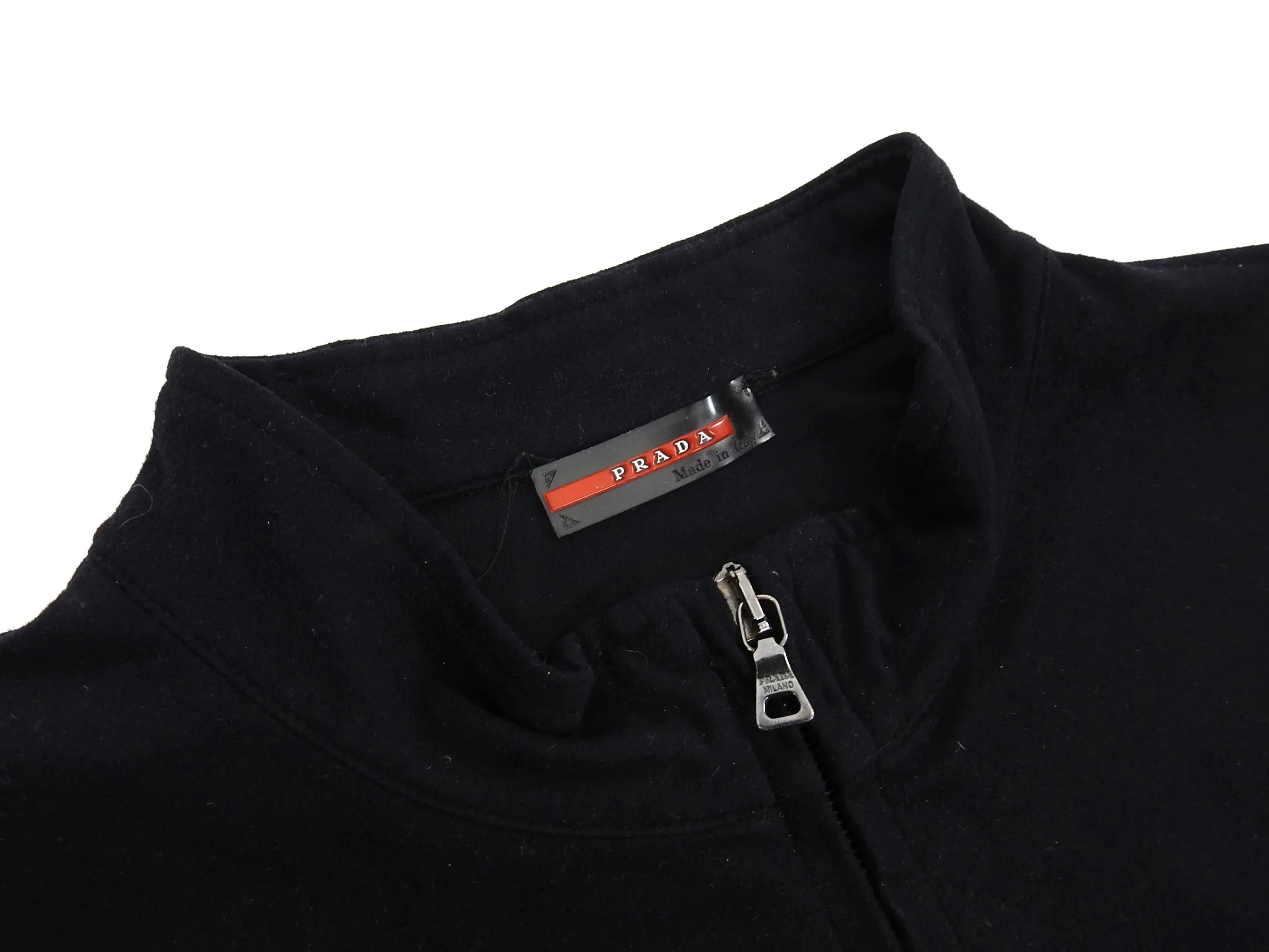 Prada Sport Black and Grey Banded Zip Up Long Sleeve Top - L