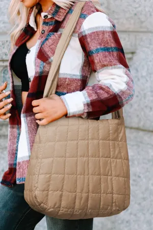 PREORDER! ETA 3/21 City Sights Light French Beige Quilted Tote Bag **SHIPPING EXPECTED TO BEGIN ON DATE 3/21**