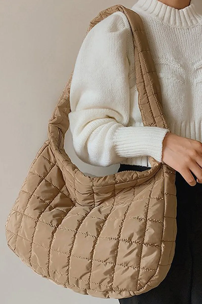 PREORDER! ETA 3/21 City Sights Light French Beige Quilted Tote Bag **SHIPPING EXPECTED TO BEGIN ON DATE 3/21**